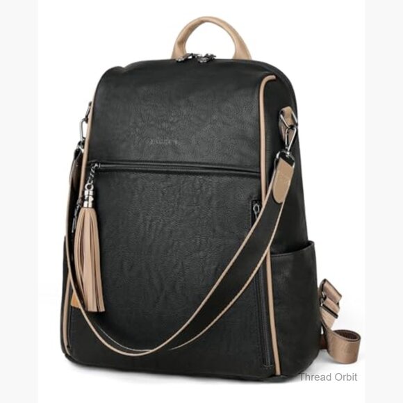 Faux Leather Backpack Purse with 12 Pockets, Convertible Shoulder Bag for Travel main image 6
